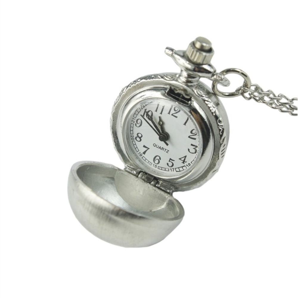 Silver Sphere Locket  Watch Necklace